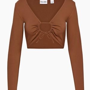 Aritzia brown long sleeve cropped